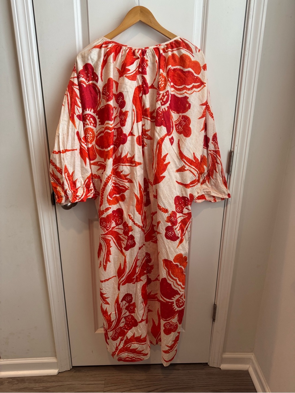 Mara Hoffman Red Floral Organic Cotton Luz Dress Kaftan Size Medium - Picture 4 of 9